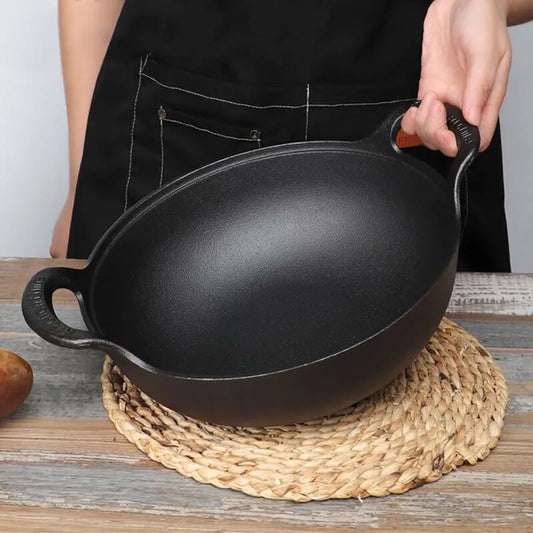 Cast Iron Pot Uncoated And Non Stick wok Casserole kitchen cooking pot cast iron skillet Cookware wok pan fry pan