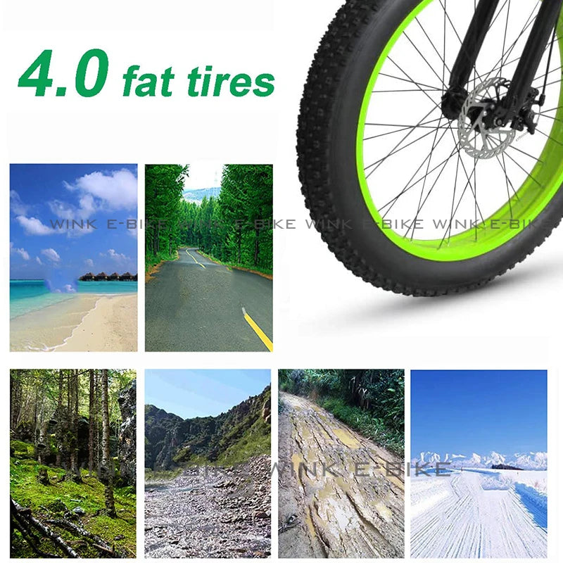 EU Stock 26Inch Fat Tire Electric Bike 48V 1000W Motor Max Speed 45km/h Snow Beach Bike with 20AH Battery Electric Bicycle