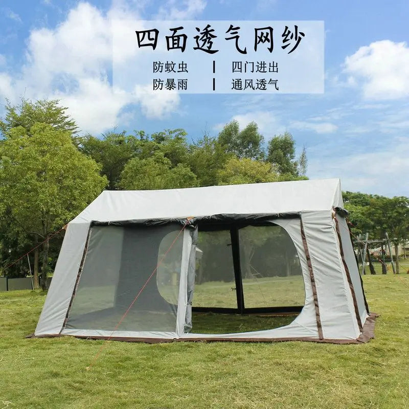 Tent, outdoor, black glue, mosquito proof, sunshade, light luxury camping, two bedrooms, one living room, multi person family