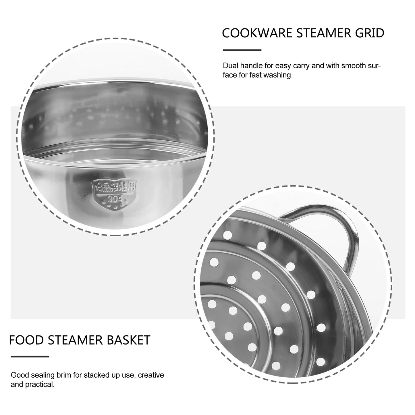 Stobaza Food Steamer Round Basket 22Cm Stainless Steel Steam Rack Compatible with Instant Pot