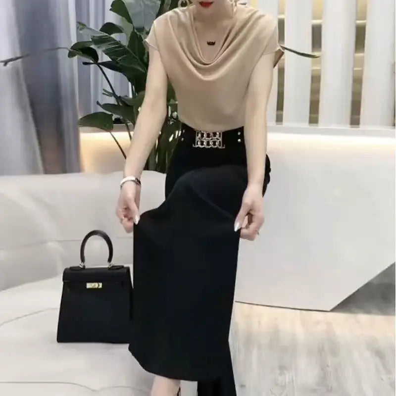 Casual Wide Leg Pants Set All-Matching Office Lady Trousers Women's Clothing Fashion Matching Two-Piece Summer Thin Work Pants