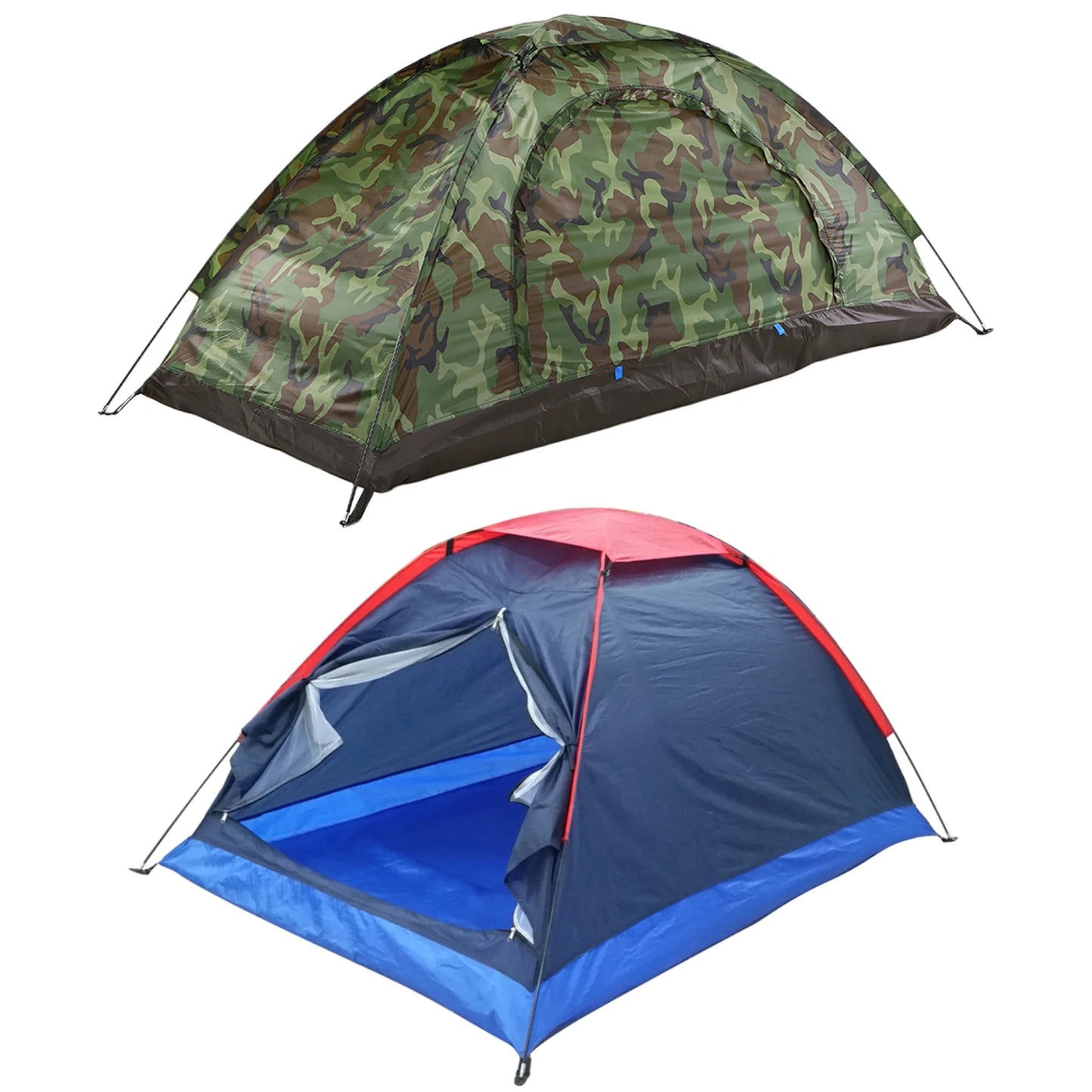 Tomshoo 2 Person Camping Tent Single Layer Portable Camouflage Waterproof Outdoor 3 Season Camping Tent Ultralight Beach Tent