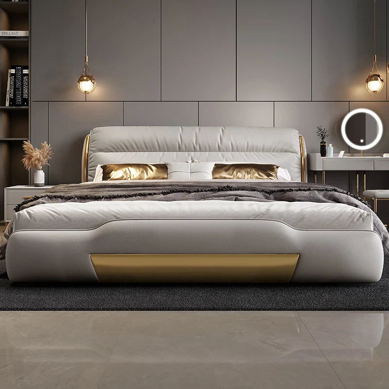 Cheap Luxury Soft Double Bed Modern Cotton Master Bedframe Double Bed Metal Design Muebles Para Dormitorio Nordic Furniture