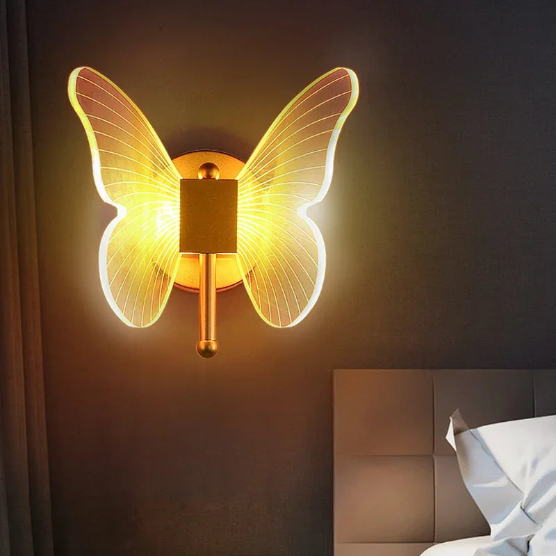 Butterfly Led Pendant Light Lighting Bedroom Bedside Background Acrylic Chandeliers Home Deco Hanging Celing Light Fixtures E14