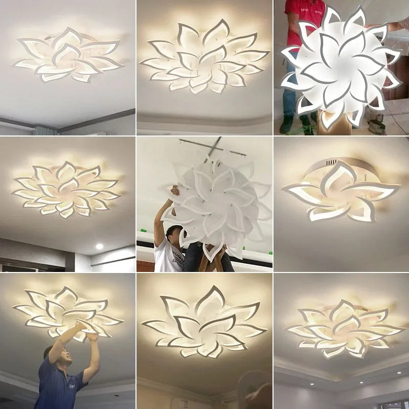 IRALAN lustre led ceiling chandelier modern luxury lotus for living/dining room kitchen bedroom lamp art deco lighting fixtures