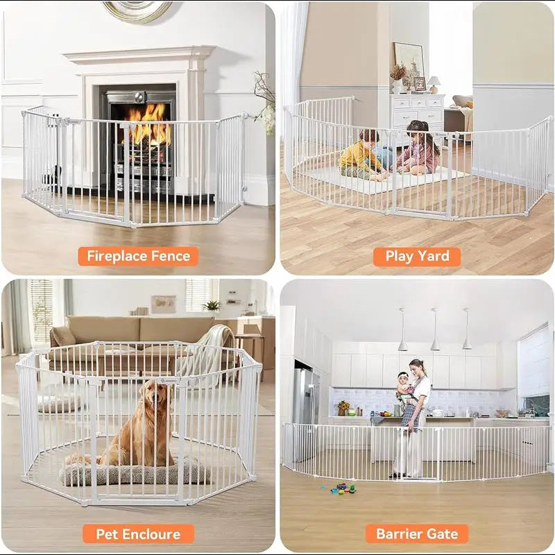 Wfs Fence,Folding Playpen,Dog Fence,Pet Gate Door,Fence, Extension Frame,Foldable,Indoor,Outdoor,8Panel,198",Extra Wide 30"