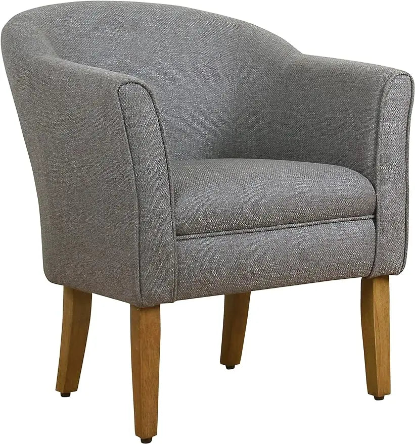 Barrel Shaped Accent Chair, Gray and Brown