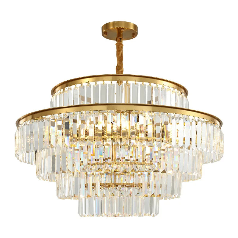 Golden RoundLED Crystal Chandelier Lighting Modern Pendan Lamp for Living Dining Bedroom Celing Lamps Home Decor Hanging Light