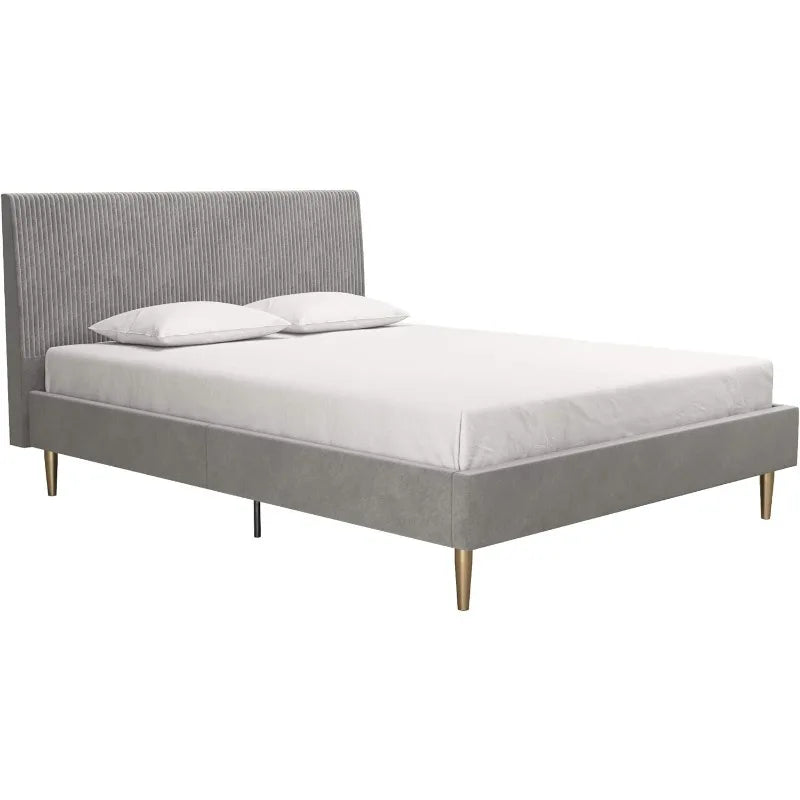 Upholstered Bed with Headboard and Modern Platform Frame Bedframe With Headboard