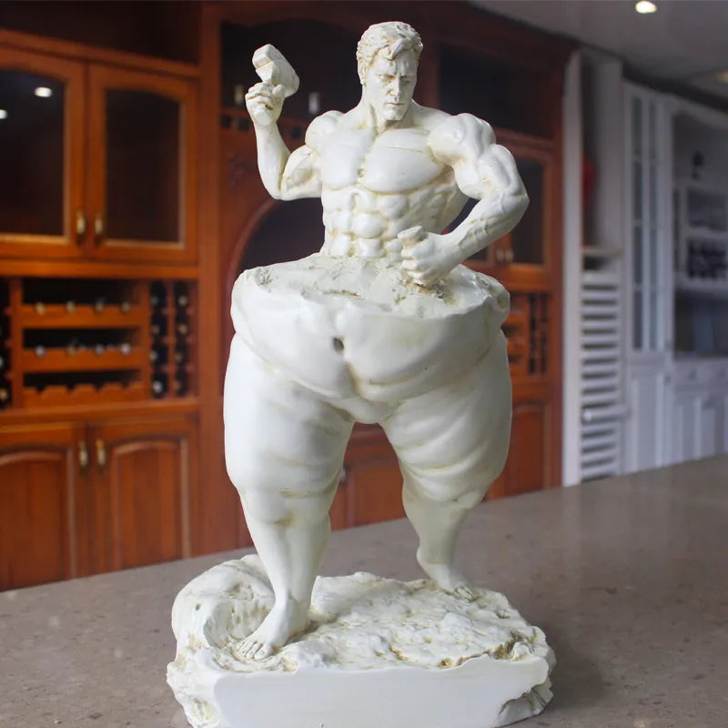 Losing Weight Carved Sculpture Bodybuilding Figures Muscle Men Resin Statue Fitness Room Craftwork Decor Office Decoration Gift