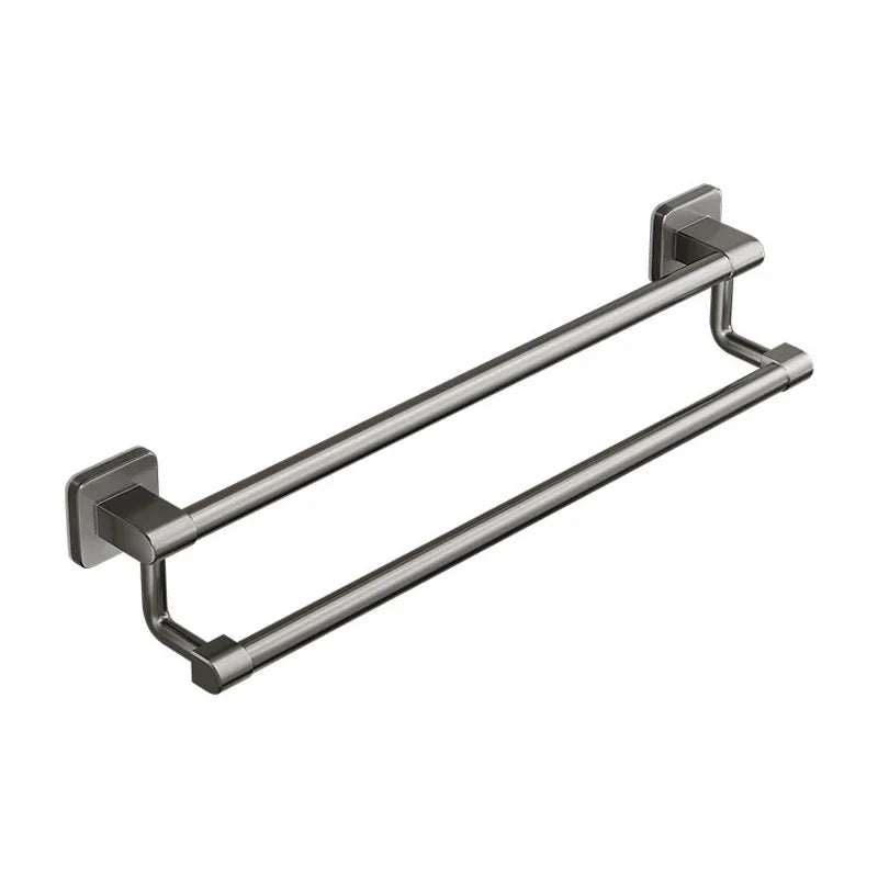 Towel Holder Wall Mounted No Drilling Towel Bar Space Aluminum Bathroom Organizers Bathroom Shelves Shower Storage Rack