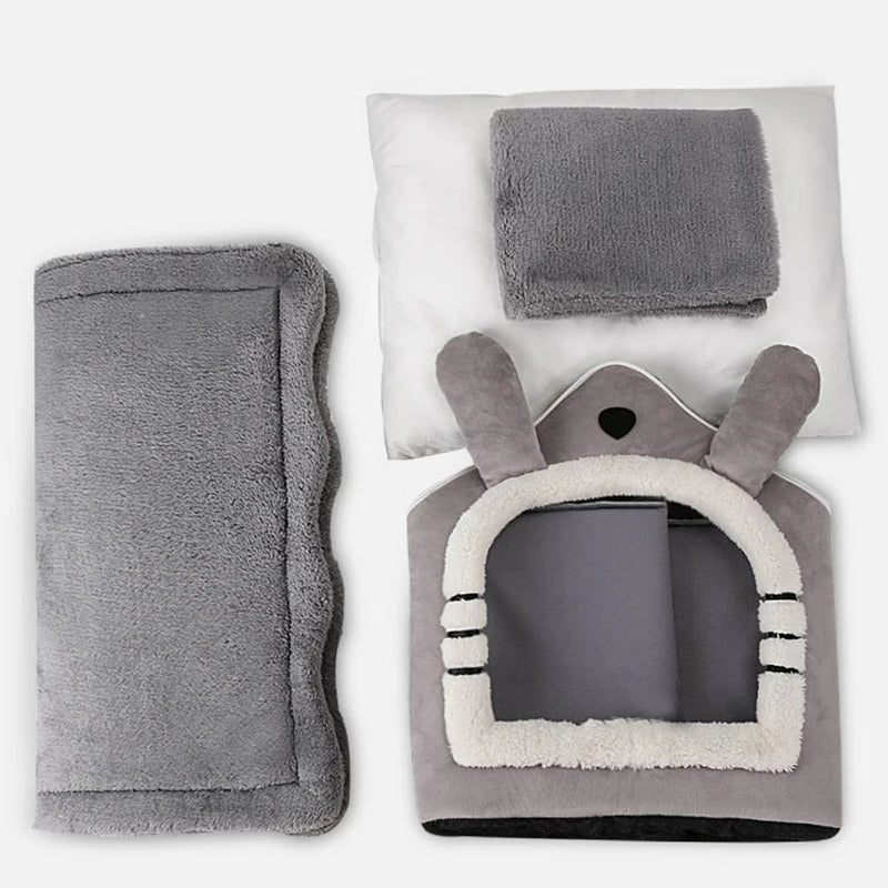 Soft Cat Bed Deep Sleep House Dog Cat Winter House Removable Cushion Enclosed Pet Tent For Kittens Puppy Cama Gato Supplies