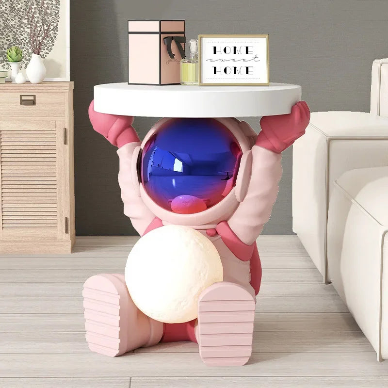 Creative Astronaut Figurine Coffee Tables Living Room Furniture Sofa Side Table Nightlight Bedside Table Resin Modern Room Decor