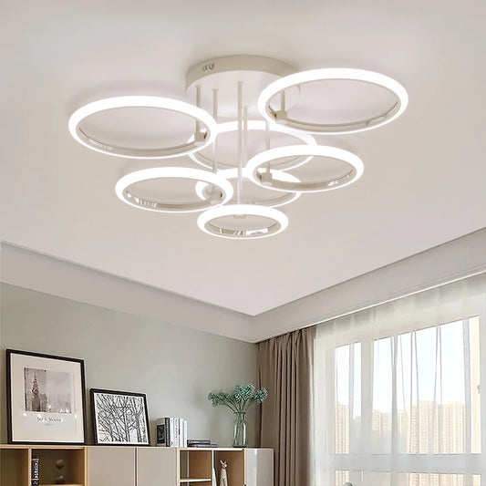 Led Ceiling Light Chandelier Ring Pendats Lights Square Lamp Dimming Remote Control Indoor Lighting Fixture Bedroom Living Room