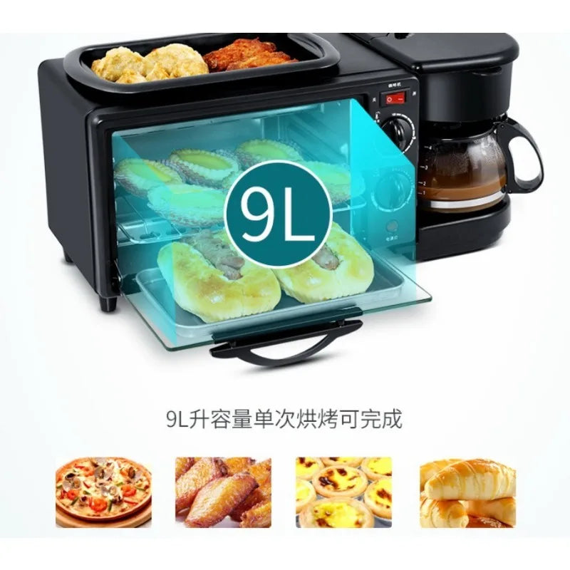 Multifunctional Breakfast Machine Full Automatic Baking Machine Drip Coffee Maker Household Bread Pizza Frying Pan Toaster