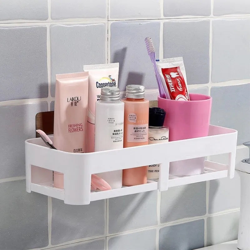 Free punching bathroom shelf vanity storage rack bathroom wall wall mount bathroom suction cup finishing shelf WF308922