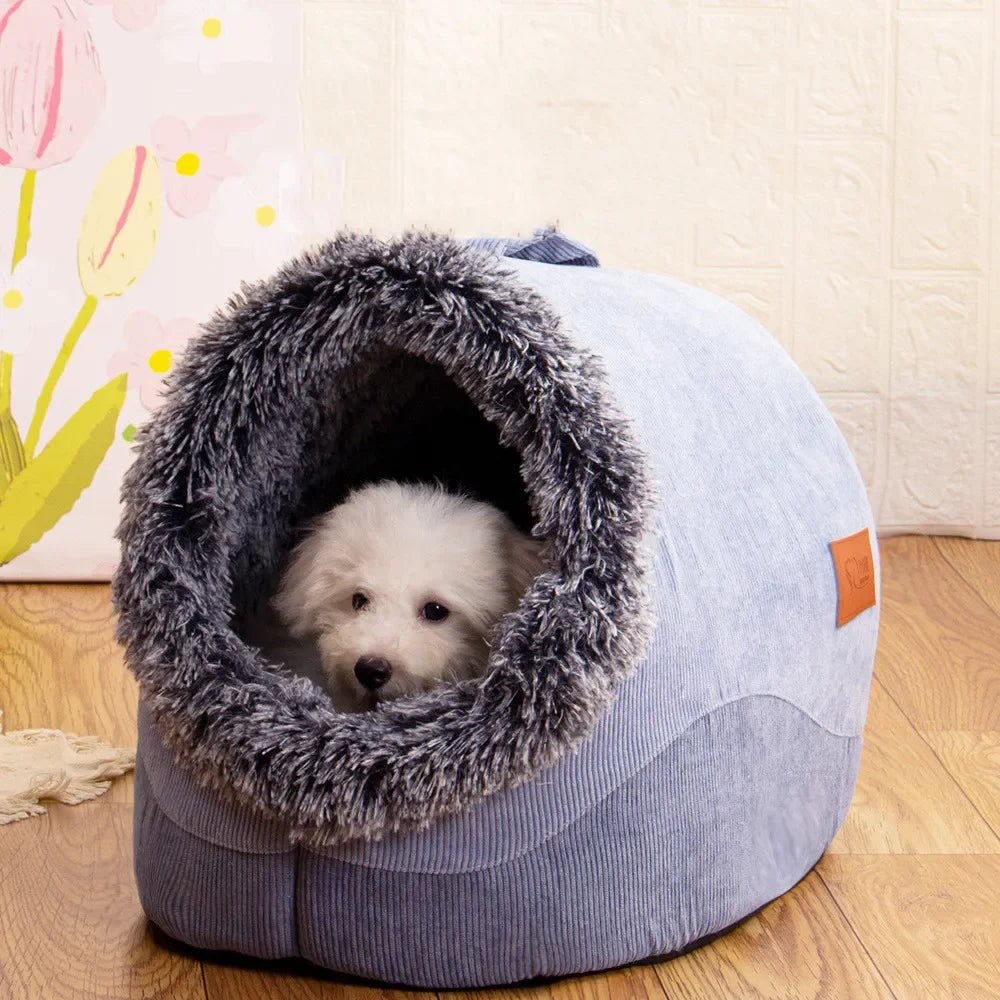 Pet Dog Cat  bearer's nest Plush Bed Semi-Enclosed Cat Nest Deep Sleep Comfort In Winter Cats Bed Little Mat Basket Soft Kennel