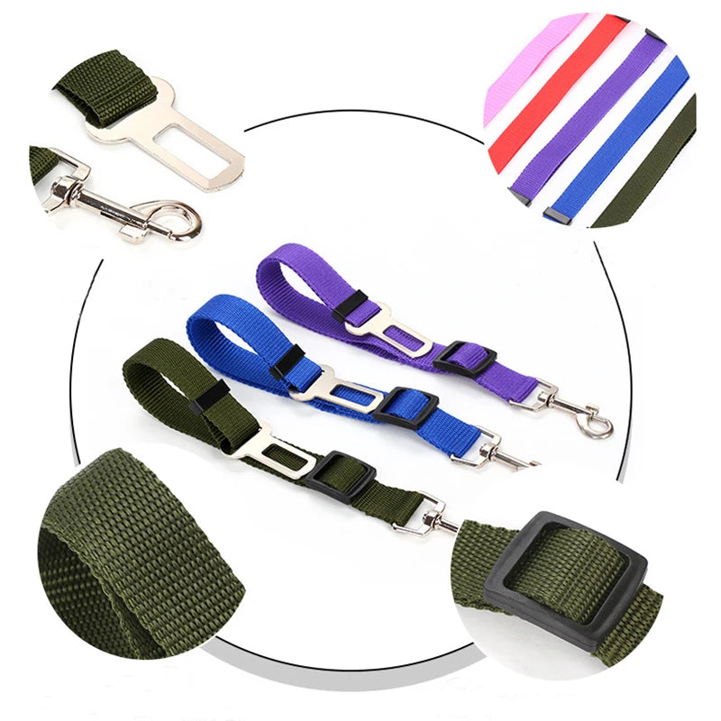 Adjustable Pet Cat Dog Car Seat Belt Pet Seat Vehicle Dog Harness Lead Clip Safety Lever Traction Dog Collars Dog Accessoires