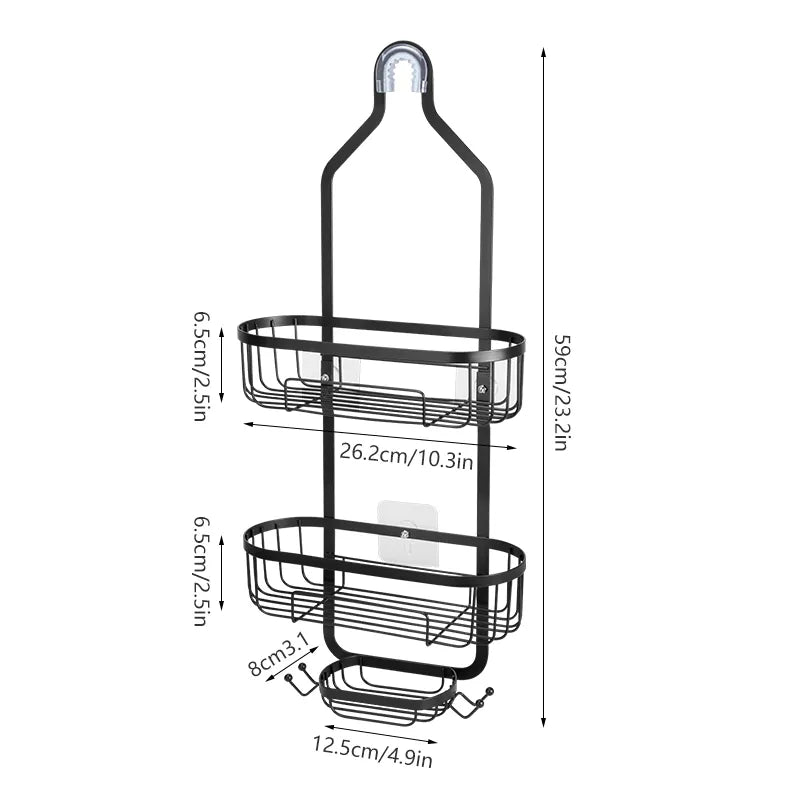 Bathroom Shelf Without Drilling Hanging Shower Organizer Storage Shelves WC Storage Rack Bathroom Accessories With Towel Hook