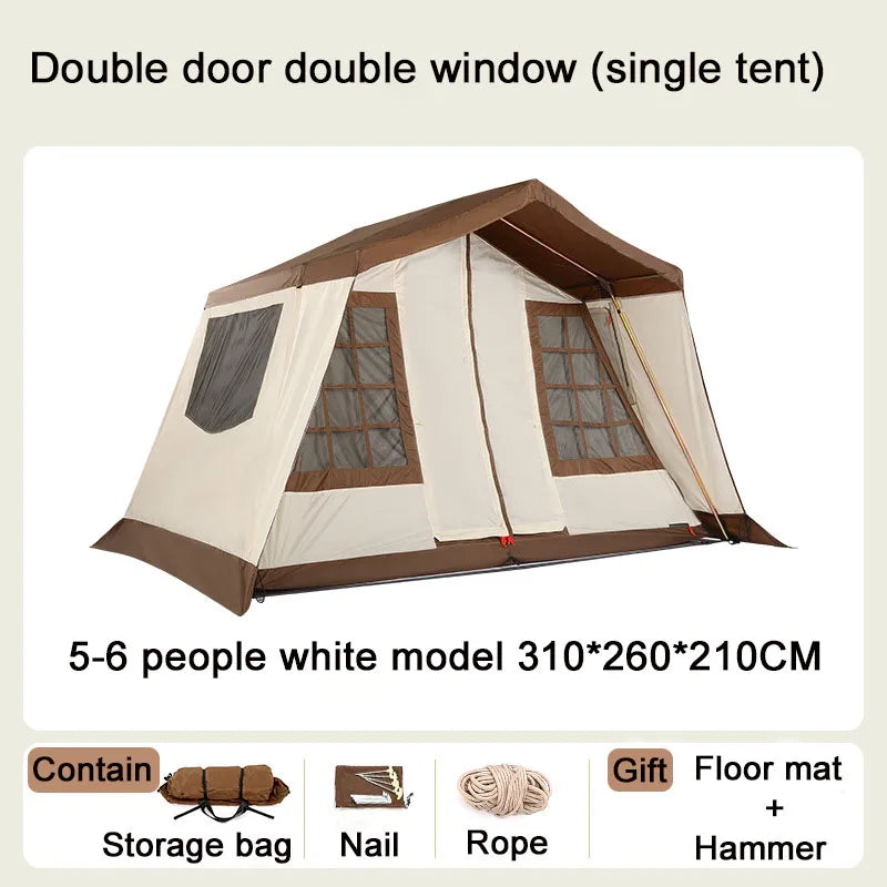 6 Person Camping Tents Sun Shelter Easy Setup 4 Season Waterproof Windproof Outdoor Double Layer Big Tent Picnic Gathering