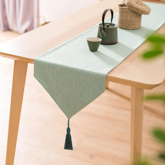 Nordic Style Table Runner Cotton Linen Japanese Style Simple Elegant Tassel Table Runners American Coffee Table Flag Home Decor