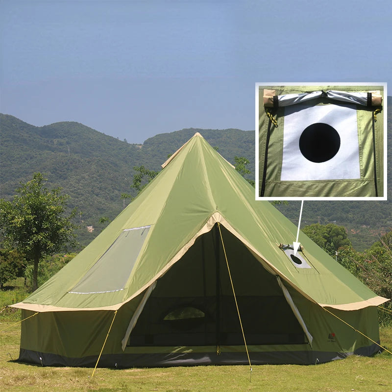 6-10Persons Antistorm Outdoor Camping Glaming Luxury Mongolia Yurt Family Travel Hiking Castle Tent Silver Coated UV Function