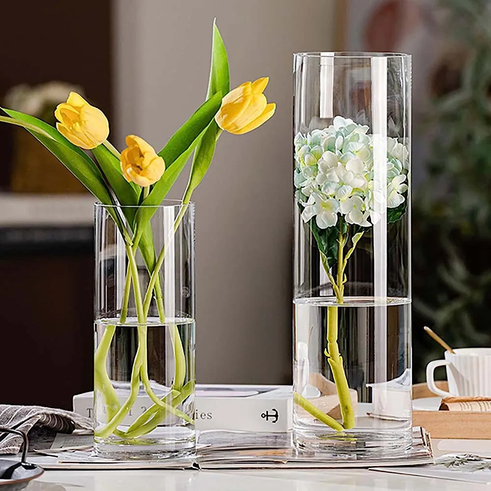 Transparent Glass Hydroponic Vase Modern Small Cylinder Flower Centerpiece Vases Use for Floral Wedding Home Decoration