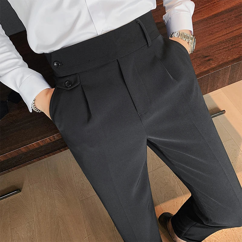 British Dress Pants For Men Clothing 2023 Fashion High Waist Men's Pants Elegant Business Formal Wear Men Trousers High Quality