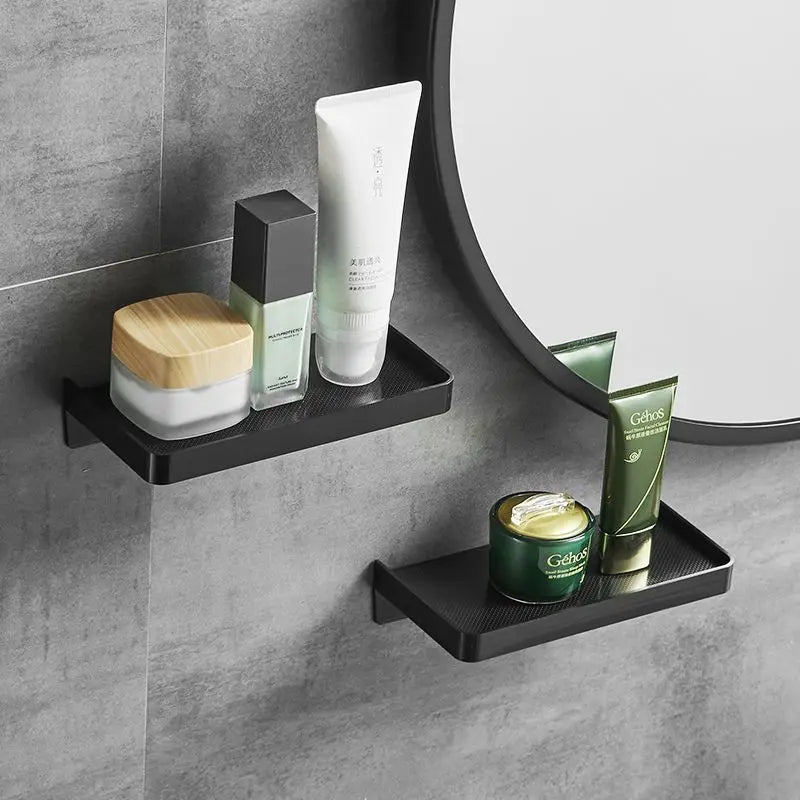 Punch-Free Wall Shelf Household Toilet Wall-Mounted Plastic Storage Rack Phone Holder Tray Bathroom Storage Shelf Organizer