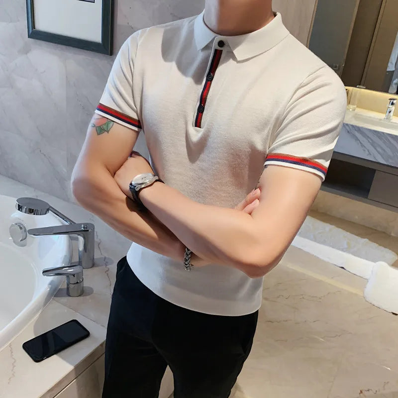 2023 Men Solid Color Polo Shirts Summer Men Clothing Lapel Neck Shirt British Fashion Pure Cotton POLO Shirts Tops 4 Color S-3XL