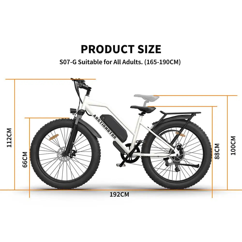 Aostirmotor 26 Inch Electric Bicycle 45km/h Fat Tire 3 Riding Modes Adult Electric Mountain Bike with 48v 13ah Battery