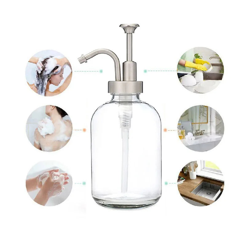 Soap Dispenser Bathroom Storage Bottle Hand Sanitizer Liquid Soap Solution Lotion Press Nozzle Mouth Glass Bottle Pump Bottle