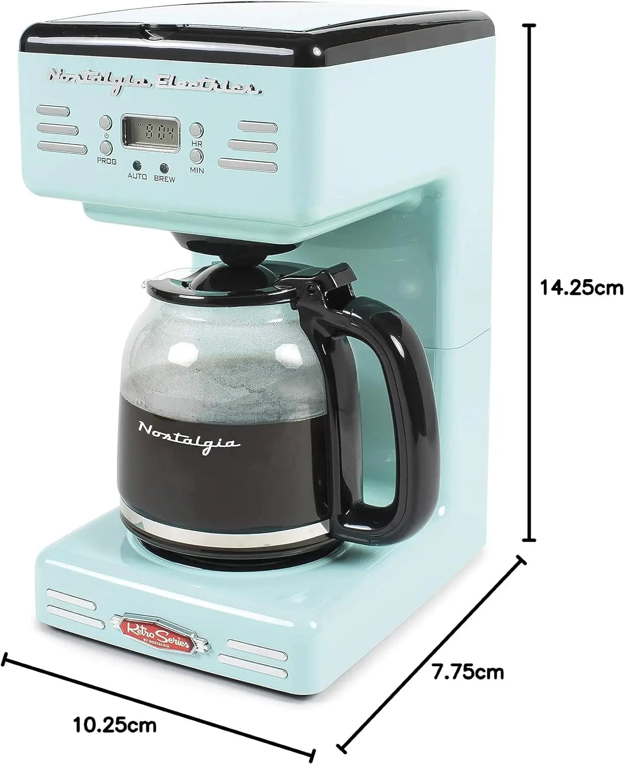 Retro 12-Cup Programmable Coffee Maker With LED Display, Automatic Shut-Off & Keep Warm, Pause-And-Serve Function, Aqua