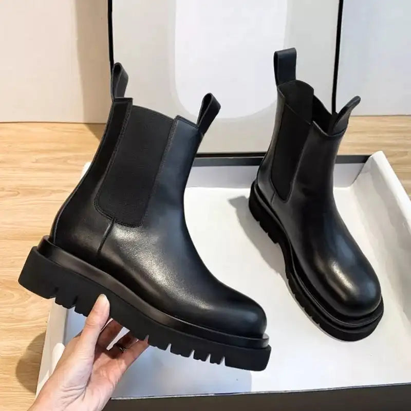 RASMEUP Luxury Designer Women's Platform Chelsea Boots 2022 Brand Women Chunky Ankle Boots Fashion Ladies Shoes femme Footwear