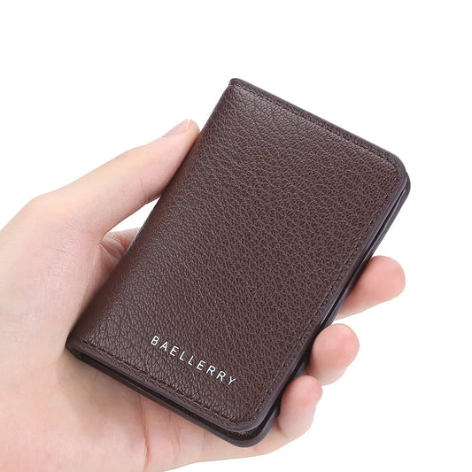 Baellerry Men's Leather Card Wallet Minimalist Small Thin Purse Soft Slim Mini Credit Card Bank ID Card Holder Wallet for Men