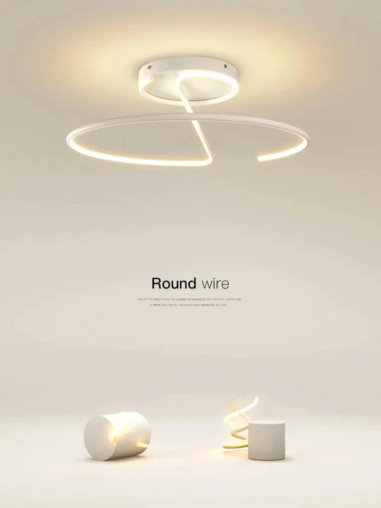 LED ceiling lamp Pendant ceiling light Dimmable Remote Control led chandelier modern Nordic creative Round Wire For  living room