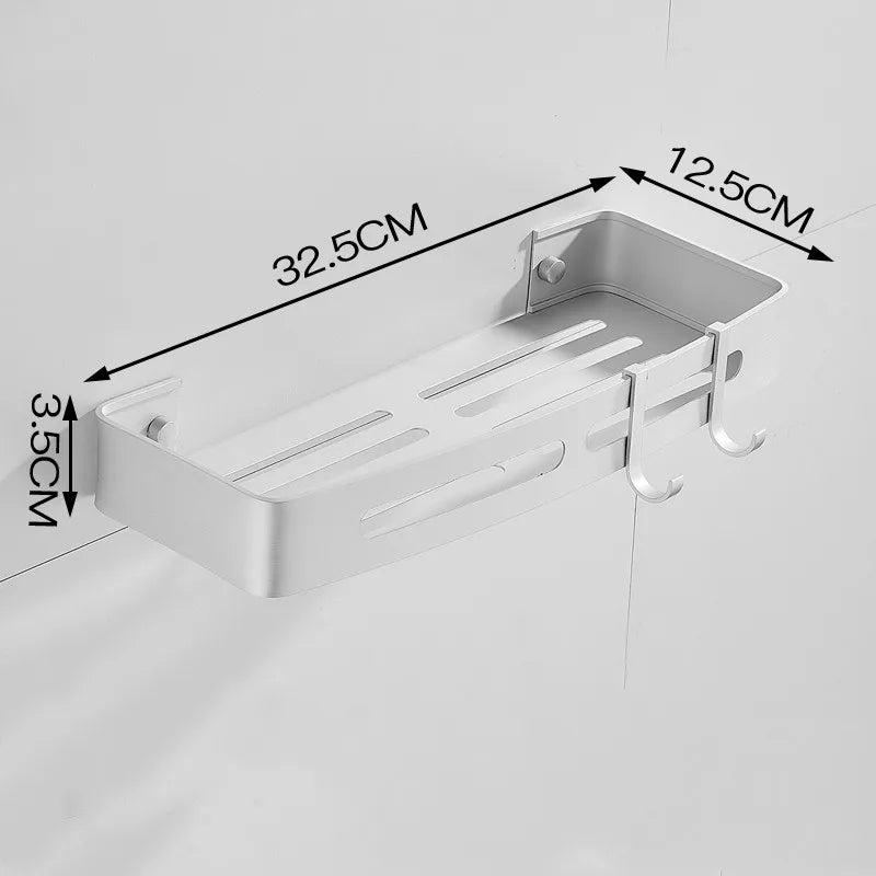 Restroom Wash Supplies Draining Shelf Punch-free Wall Cosmetics Space Aluminum Storage Holder Bathroom Kitchen Storage Box