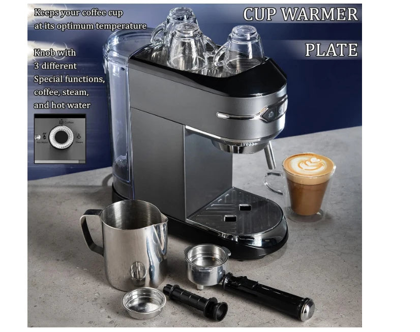 Espresso Maker,15 Bar Espresso Machine With Milk Frother, Fast Heating Automatic Espresso Machine, 1450W Coffee Maker