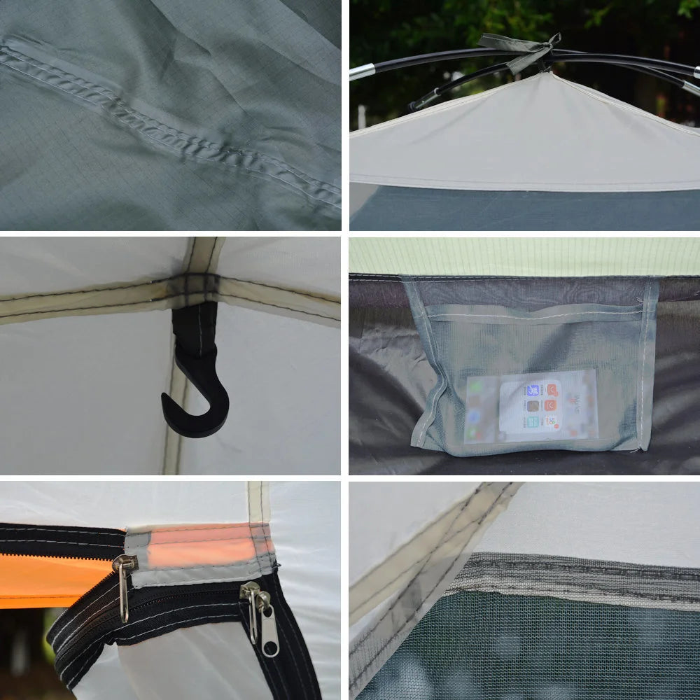 3-4 Person Double Layer Rainproof Outdoor Camping Shelter Tent for Fishing Hunting Travel Adventure and Family Party Green Blue