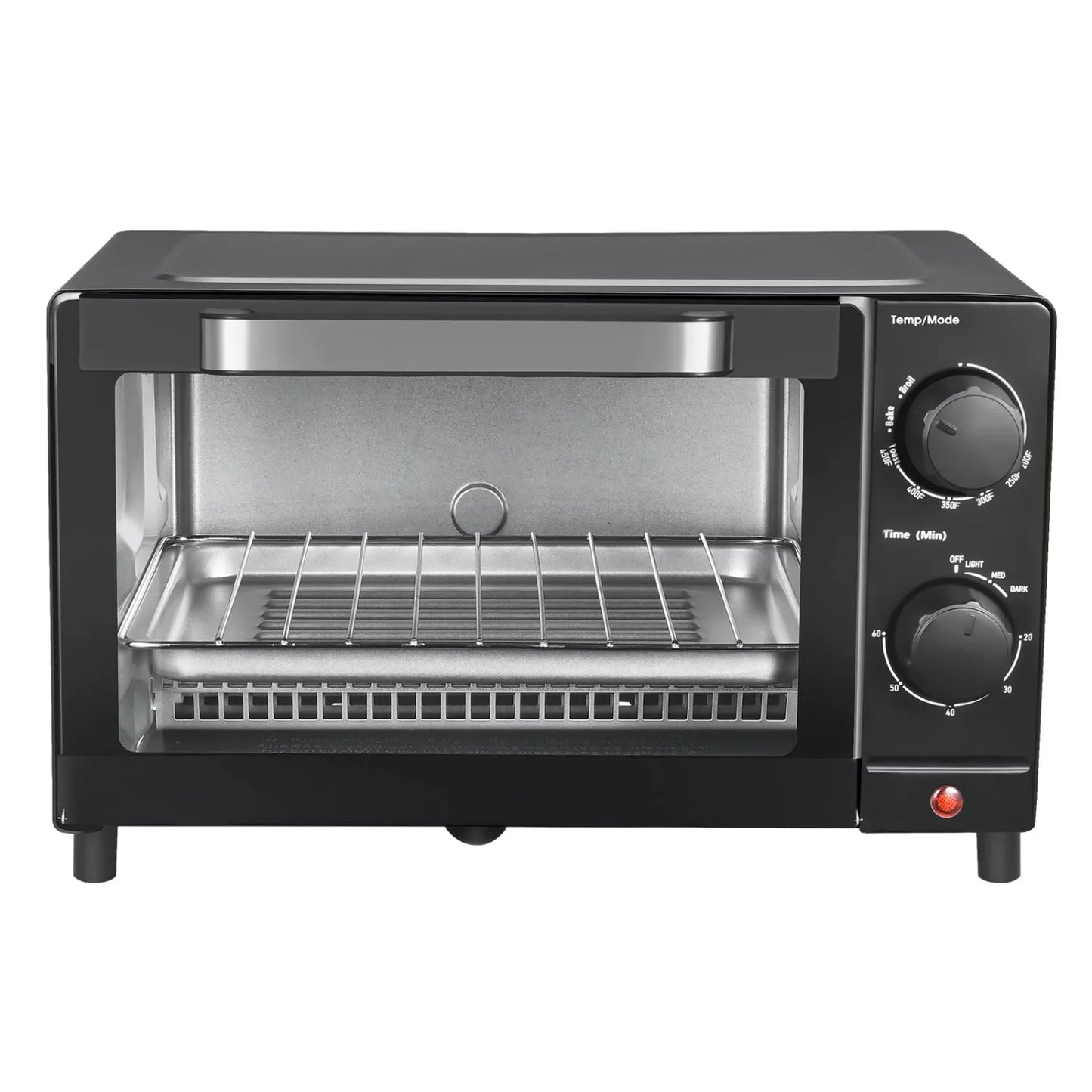 Toaster Oven with 3 Setting, Baking Rack and Pan, Black 4 Slice