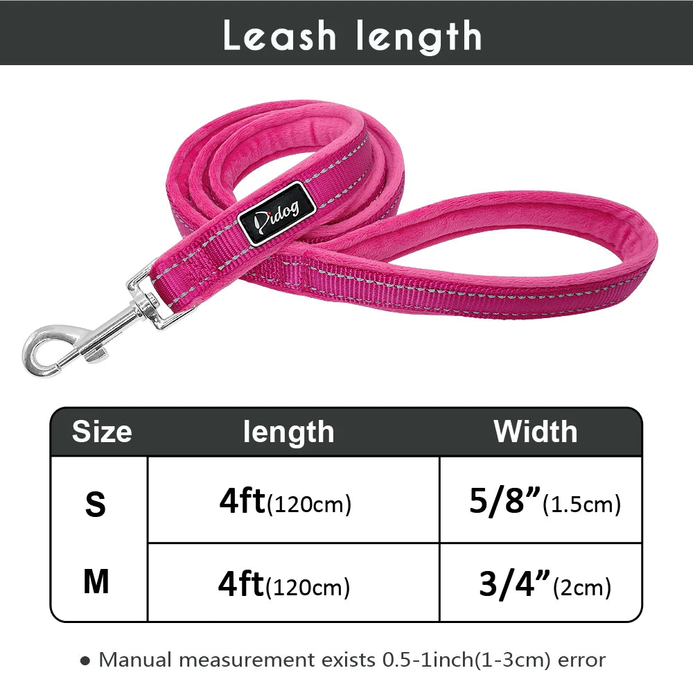 Warm Dog Leash Nylon Reflective Dog Lead With Handle Soft Padded Pet Leashes Belt Outdoor Walking Lead Rope For Small Large Dogs