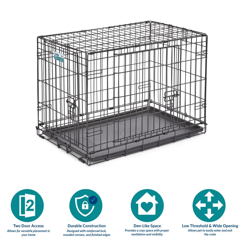 Medium Dog Crate | MidWest iCrate 30" Double Door Folding Metal Dog Crate | Divider Panel,