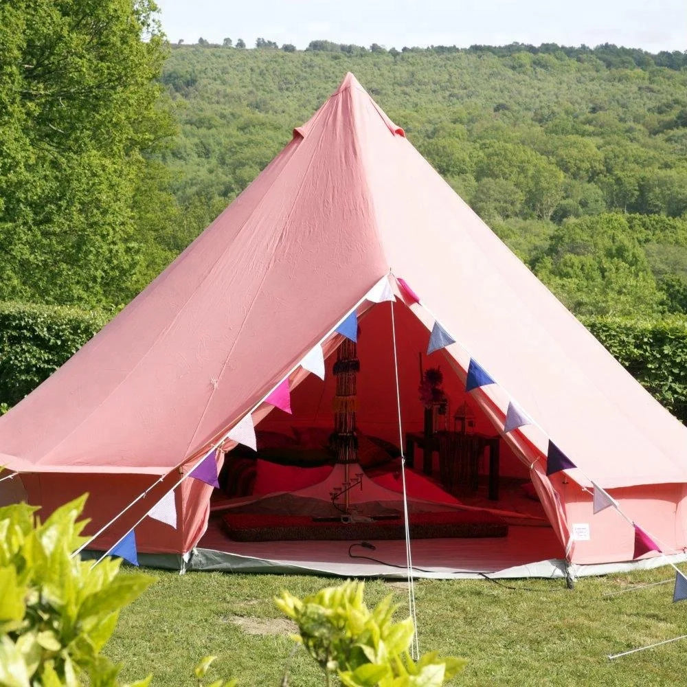 2019 Luxury waterproof customize sibley outdoor 5m glamping canvas bell tent