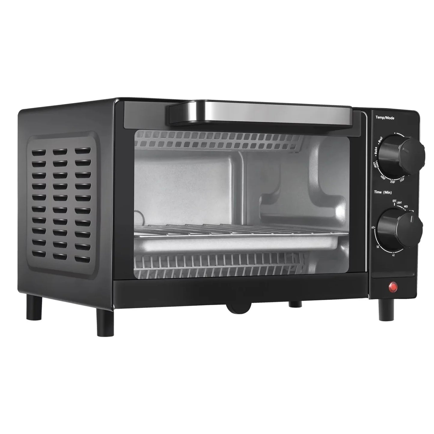 Toaster Oven with 3 Setting, Baking Rack and Pan, Black 4 Slice