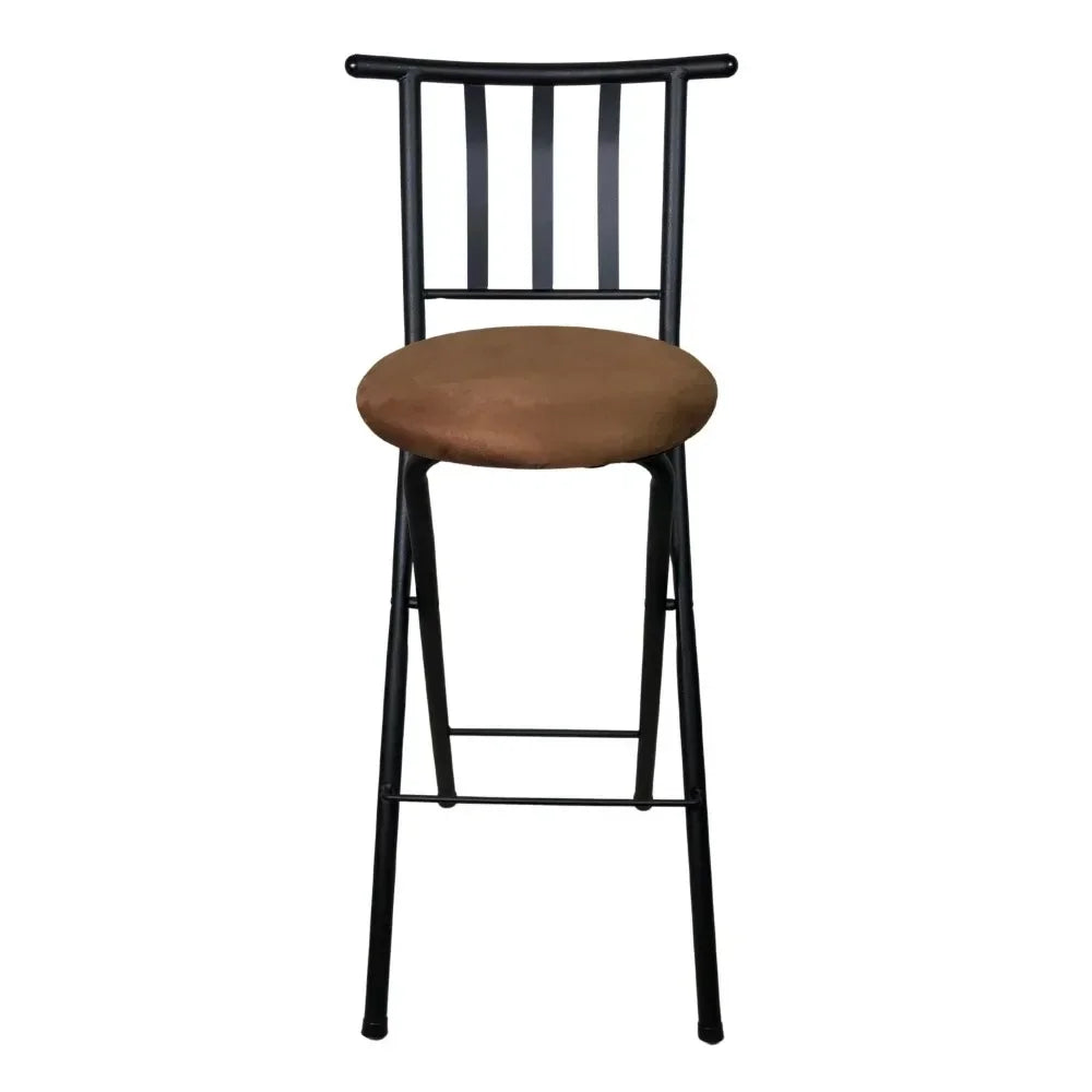 Mainstays Indoor Metal Folding Stool with Slat Back and Microfiber Seat, Dining Chairs,  Accent Chairs for Living Room