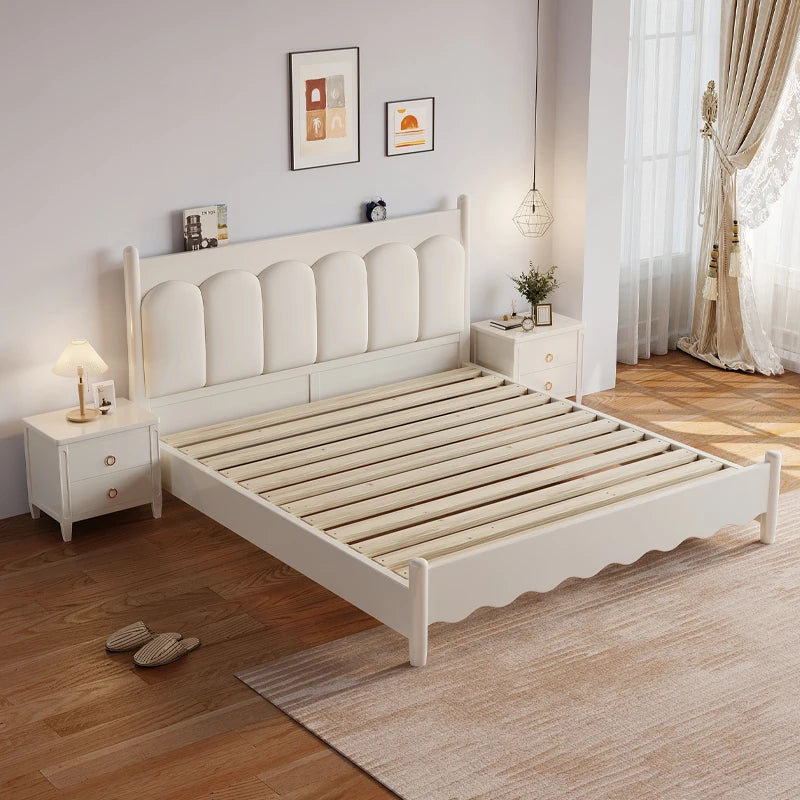 Princess Luxury Soft Double Bed Hand Carved Master Human Modern Double Bed Bedframe Wood Cama Matrimonial Nordic Furniture