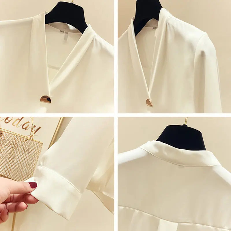 XEJ White Shirt Sheer Top Chiffon Blouses for Women Korean Fashion Spring 2021 Women's Clothing Long Sleeve Top Chemises Femme