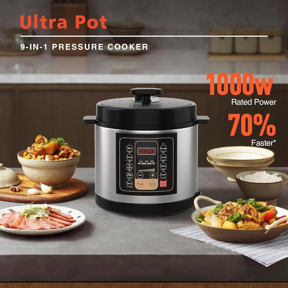 Programmable Instant Cooker Pressure Pot with Slow Cooker,Including Stir-fry, Rice Cooker, Yogurt Maker