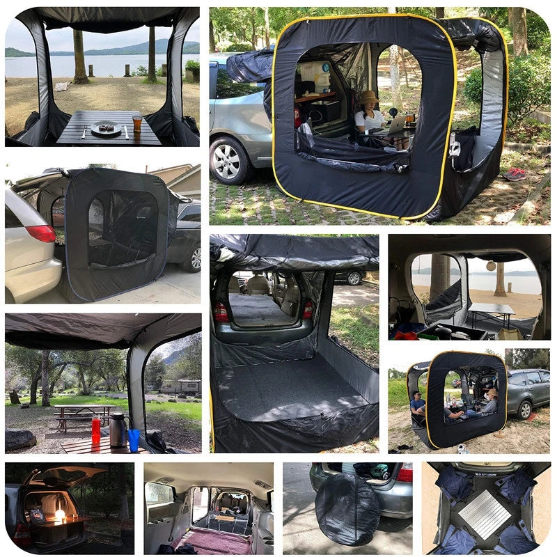 Car Rear Extended Tent Automatic Pop Up 4-6 Person Self Driving Outdoor Camping Shelter SUV Beach Canopy Fishing Awning Pergola