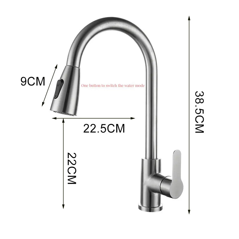 GEGVE Kitchen Faucets Copper Stainless Steel Pull Out Spout Brass Mixer Taps Hot Cold Water Accessories Stream Sprayer Head